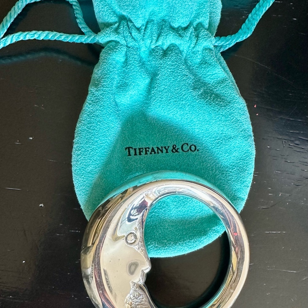 Vintage Tiffany & Co. Sterling Silver Man In The Moon Baby Rattle Heirloom $260